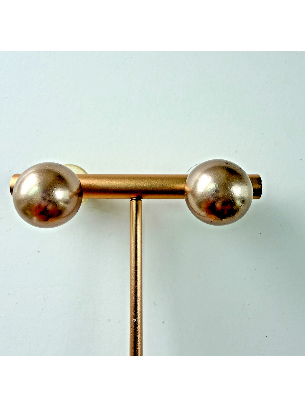 Pink Rose Champagne Pearly Faux Pearl 13mm Bead Pierced Stud Earrings Clean Girl